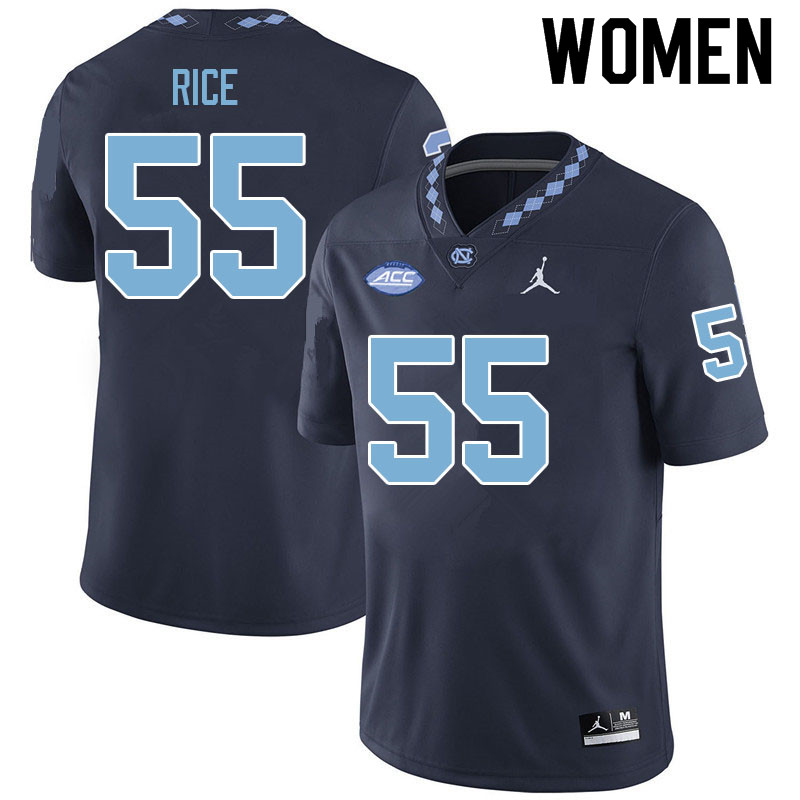 Women #55 Zach Rice North Carolina Tar Heels College Football Jerseys Sale-Navy